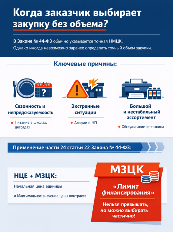 Когда заказчик выбирает закупку без объема